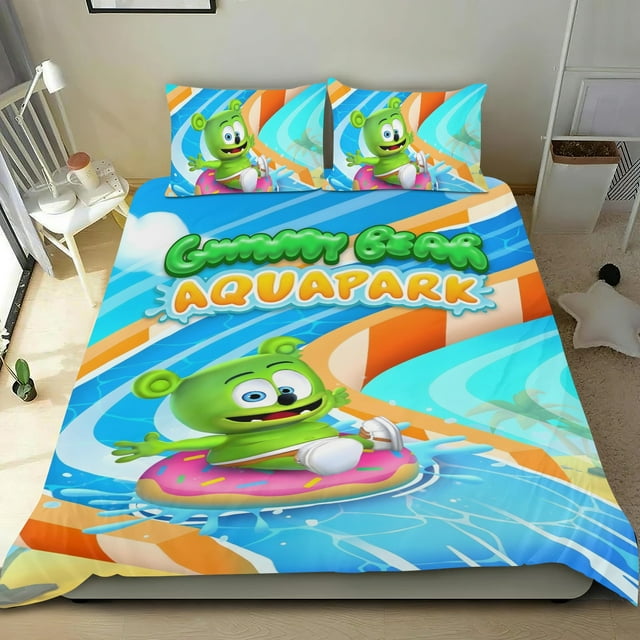 Oso de Goma y Amigos Conjunto de sábanas temático, trío de piezas, cómodo y amigable con la piel, diseño único, regalo de decoración para el hogar para familiares, amigos y fans,140X210cm