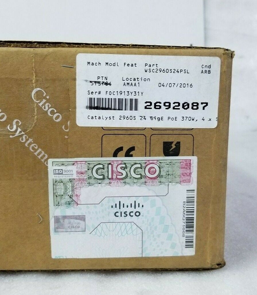 NEW Cisco Catalyst WS-C2960S-24PS-L Stackable Ethernet Switch