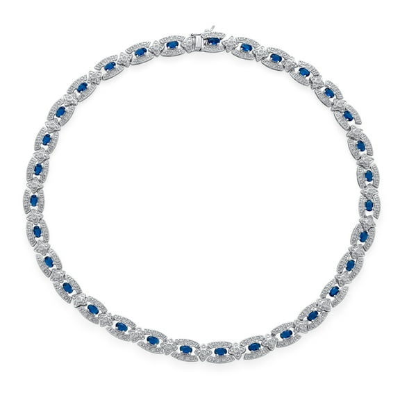 Bling Jewelry Womens Art Deco Blue CZ Simulated Sapphire Collar Necklace