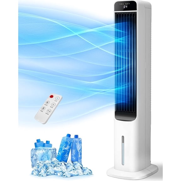 Ecotronic 3-in-1 Portable Electric Evaporative Air Cooler Fan with Remote Control, 3 Speeds & 3 Modes, 50° Oscillation, Top & Bottom Water Refill for Bedroom Office