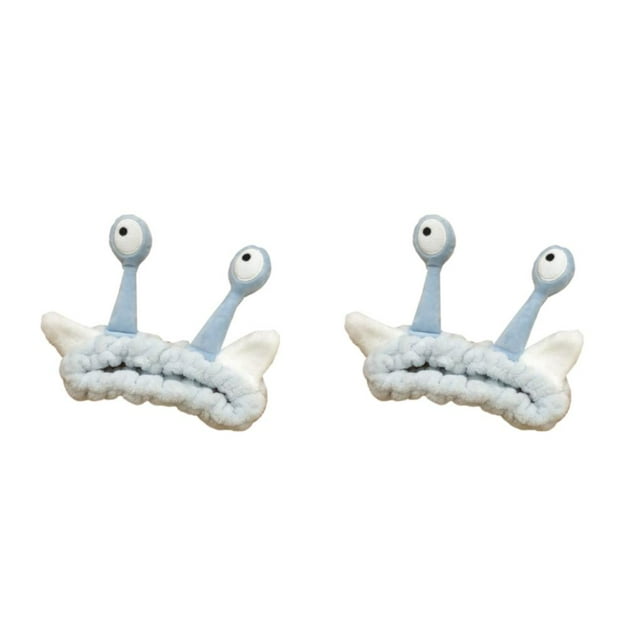 relayinert Elastic And Easy To Wear Cartoon Headband For Washing Face Practical And Convenient Plush Headband light blue 2Set