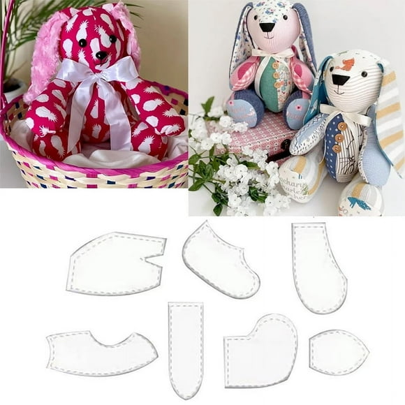 Regla con plantilla de conejo de memoria hecha a mano, juego de 7 piezas, regla de acolchado, plantilla de corte acrílico