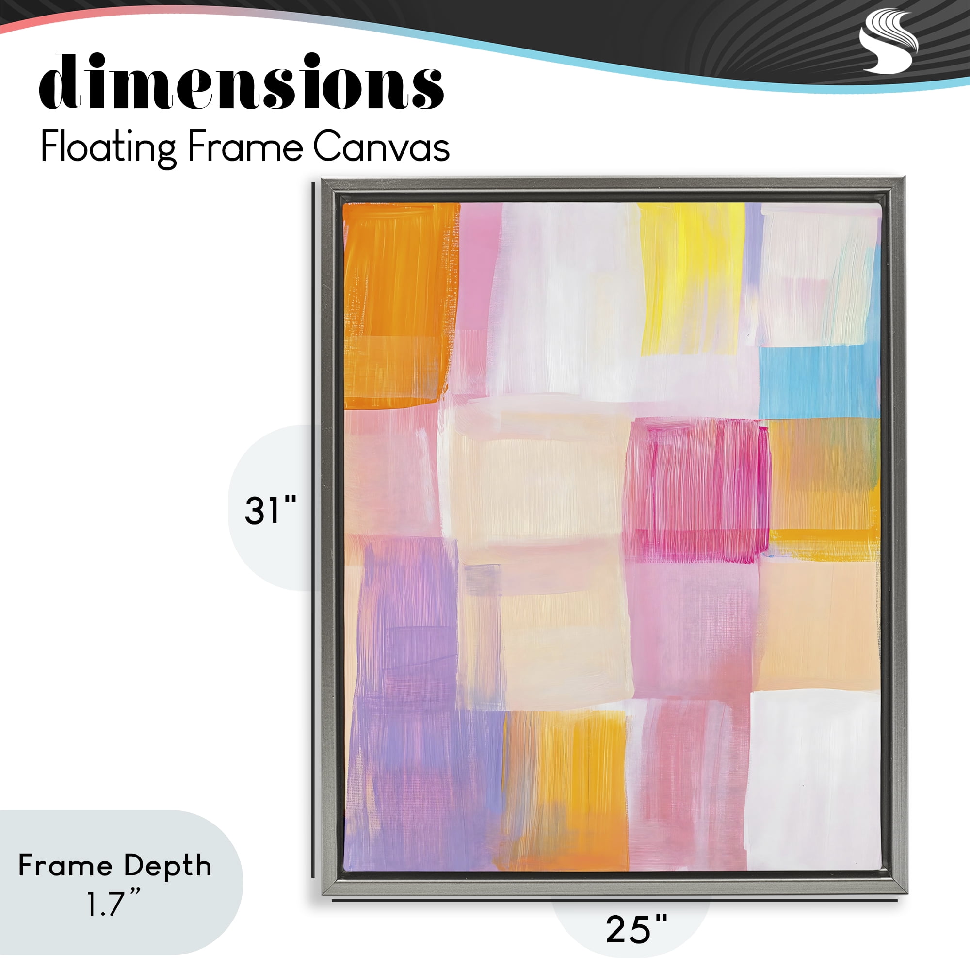 Stupell Industries Abstract Grid Brushstrokes Gray Framed Floater Canvas Wall Art, design by The Prints Vibe