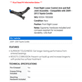 thumbnail image 2 of Front Right Lower Control Arm and Ball Joint Assembly - Compatible with 2009 - 2013 Toyota Corolla 2010 2011 2012, 2 of 2