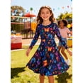 thumbnail image 5 of Lanbubble Girls Dresses Long Sleeve Butterfly Printed Casual Twirly Dress Fall Clothes 5-13 Years, 5 of 10