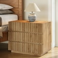 thumbnail image 3 of 31.5" Oversized Solid Wood Nightstand with 3 Drawers, Farmhouse Fluted Bedside Table with Curved Profile, Wide Night Stand for Bedroom, 3 of 8