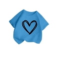 thumbnail image 3 of LRen T Shirts for Girls 3t Girls Heart Bow Crewneck Holiday Short Sleeve Tops Kid Girl Trendy Pullover Tops Little Kids Casual Clothes, 3 of 5
