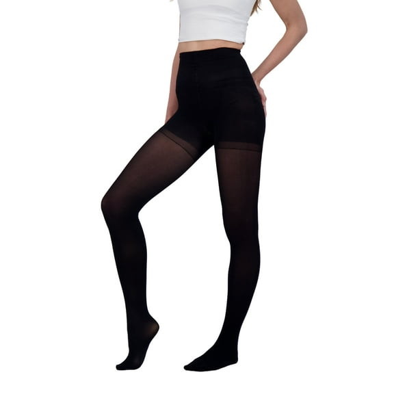 Steve Madden Women's Comfy Body Shaper Opaque Tights - Tights for Women, Black, SM