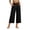 Black 1, variant on Womens 3/4 Capri Wide Leg Cropped Culottes with Pockets Button Front Elastic High Waist Loose Casual Solid Trousers