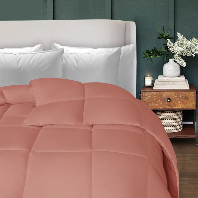 Superior Oversized All-Season Reversible Down Alternative Comforter - Twin XL, Blush, Baffle Box Design