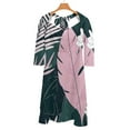 thumbnail image 6 of Tropical Leaves-1 Women's 3/4 Sleeve Dresses Elegant A-Line Midi Dress Flare Summer Casual Sundress, 6 of 9