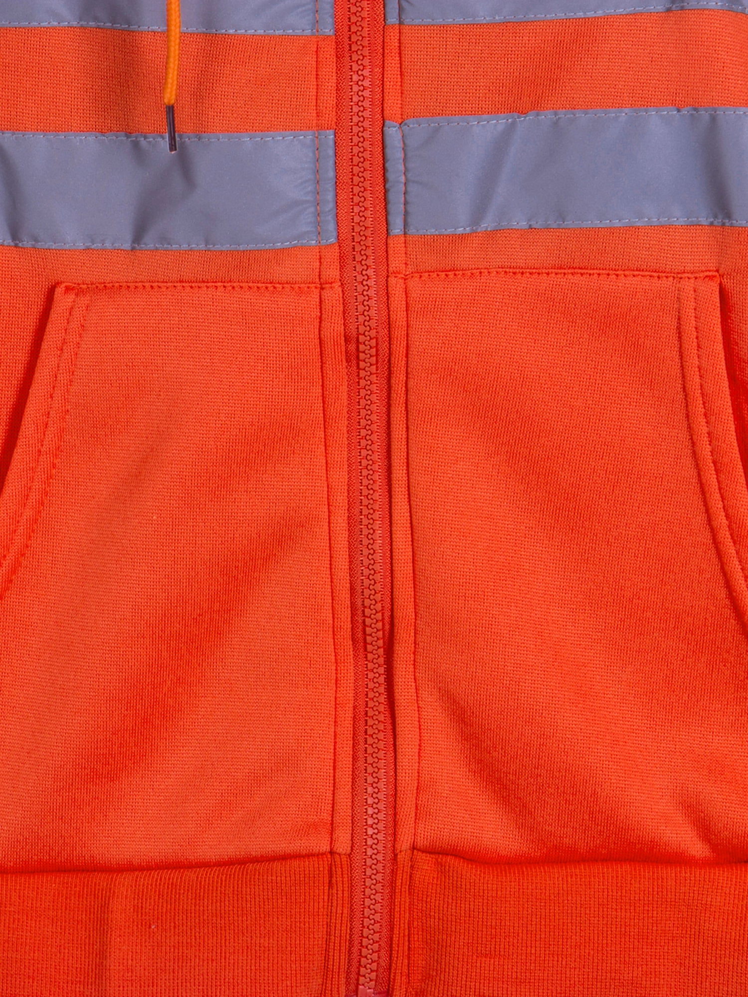 Hi-Vis Insulated Safety Bomber Reflective Tape Coat Road Work Hoodie Sweatshirt 