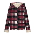 thumbnail image 3 of Zip Up Hoodies Fleece Plaid Jackets Womens Fall Winter Sherpa Lined Thermal Coat Plus Size Checked Warm Jackets, 3 of 7