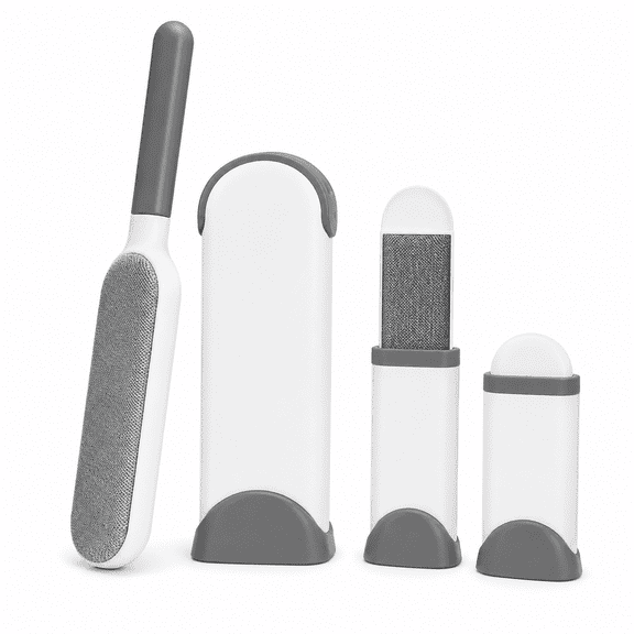 Pet Hair Remover Brush with Self Cleaning Base, 2 Pack Double-Sided Dog Cat Hair Remover- Lint Remover Brush for Clothing, Couch, Furniture, Bedding - Gray