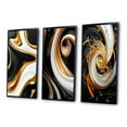 thumbnail image 3 of Designart "Black White Gold Wave Liquid Dimension I" Abstract Spirals Framed Wall Art Set Of 3 - Gold Transitional Frame Canvas Set For Living Room Decor, 3 of 6