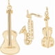 thumbnail image 1 of 1 caja de 6 dijes de instrumentos musicales de 3 estilos, chapados en oro de 18 quilates, para guitarra, saxofón, colgantes con anillas abiertas., 1 of 6