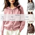 thumbnail image 3 of Vynhevius Women's Hooded Cardigan Sweater Solid Knit Button Down Loose Fit Soft Casual Daily Wear Tops, 3 of 5
