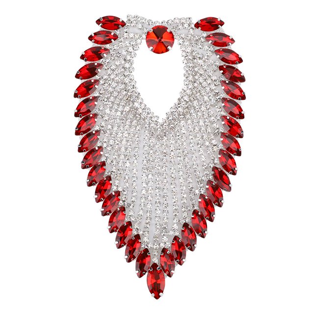Cadena de garra de diamantes de imitación de 8,5 x 13 cm Cadena decorativa con apliques de ojo de caballo con corteza de strass (rojo)