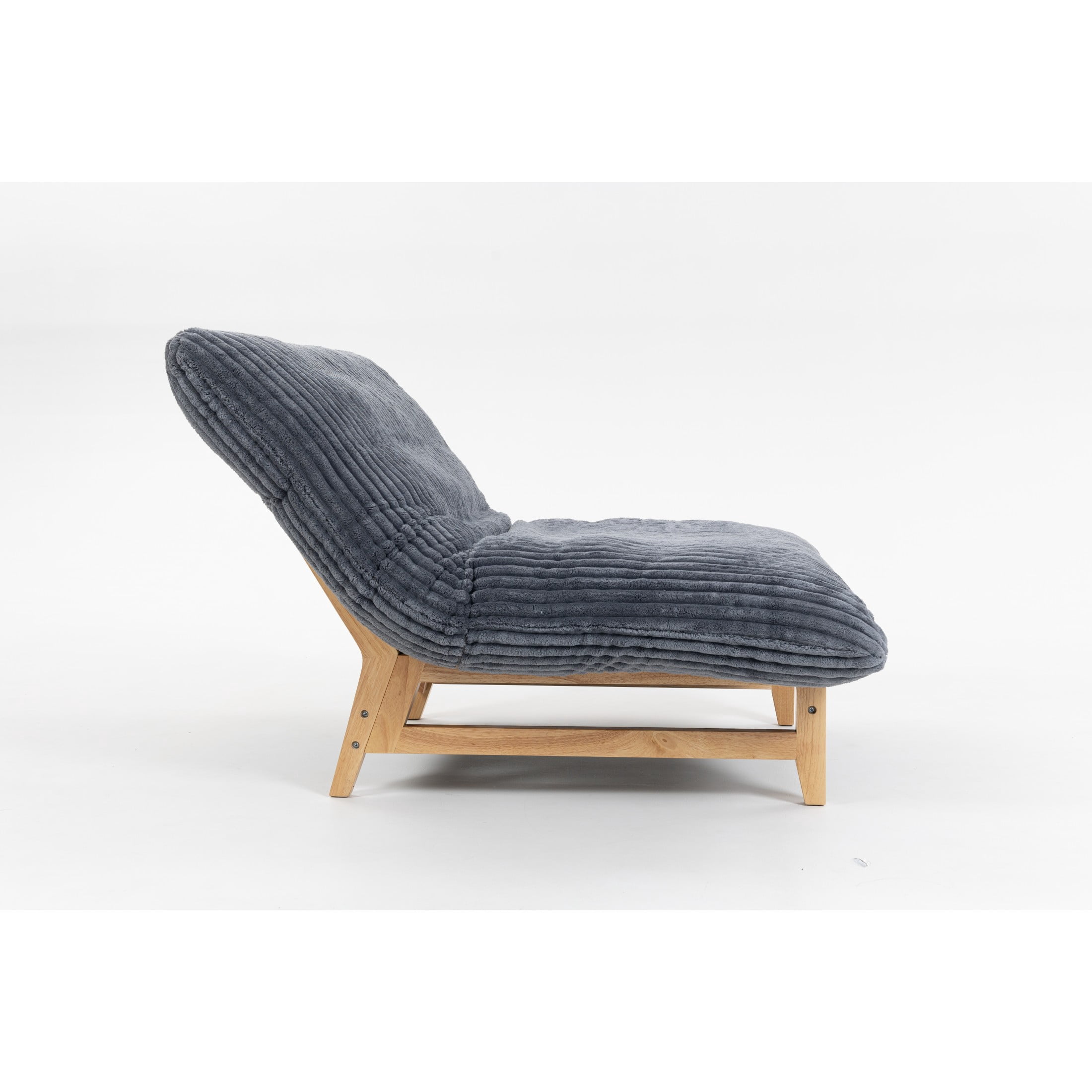 GDF Studio Floren Corduroy Bean Bag Accent Chair with Solid Wood Frame, Lazy Sofa for Living Room, Dark Grey