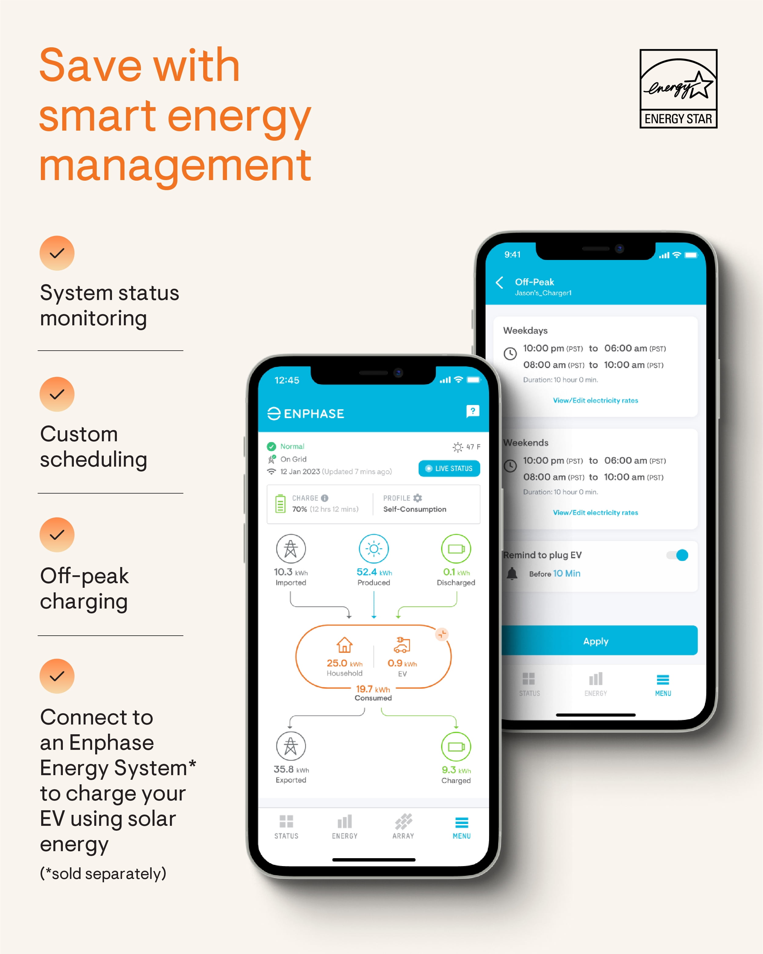 Enphase Smart Level 2 EV Charger with Wi-Fi, Safety Certified, 32 Amp, 240v, NEMA 14-50 Plug, Ruggedized 25ft Cable & J1772 Connector, IQ 40 Home Electric Car Charging Station