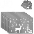 thumbnail image 1 of 6 manteles individuales de Feliz Navidad y 6 juegos de posavasos, manteles individuales navideños lavables impermeables y antideslizantes de PVC para decoración navideña, 1 of 4