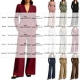 thumbnail image 4 of MLCDZ Women's 2 Piece Business Casual V Neck Long Sleeves Suit Set Blazer and High Waisted Wide Leg Loose Pants Dressy Work Office Outfits for Women, 4 of 9