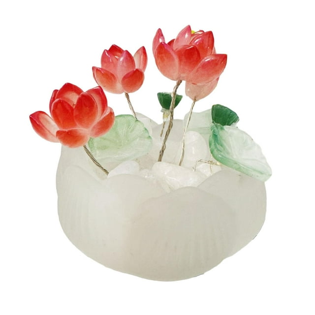Lámpara de mesa con luz de flores, centros de mesa creativos minimalistas, hechos a mano para aniversario, luz nocturna de loto interior de 5,5 cm
