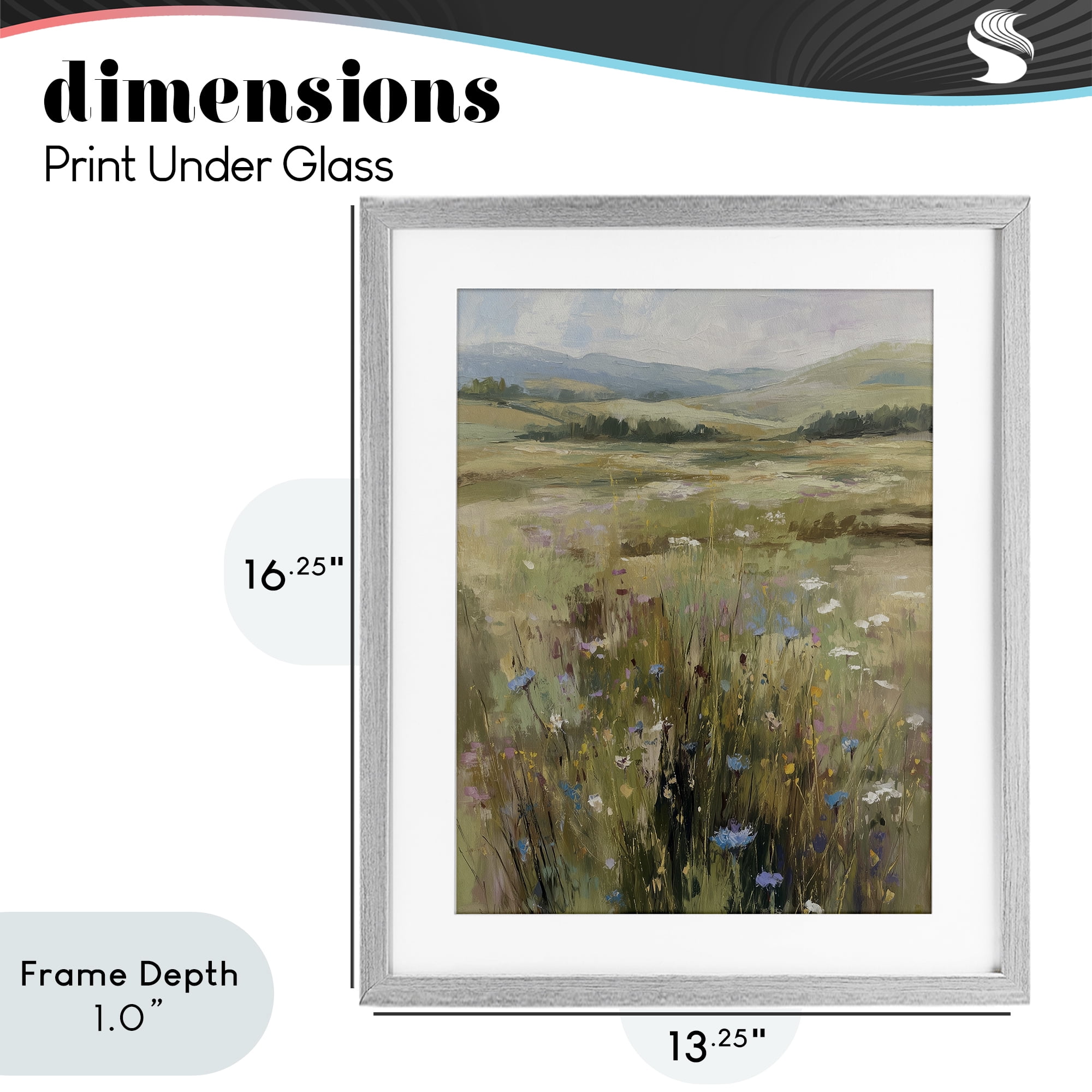 Stupell Industries Breezy Pastures Impression Gray Framed Print Under Glass, design by Svetlana Aleynikova