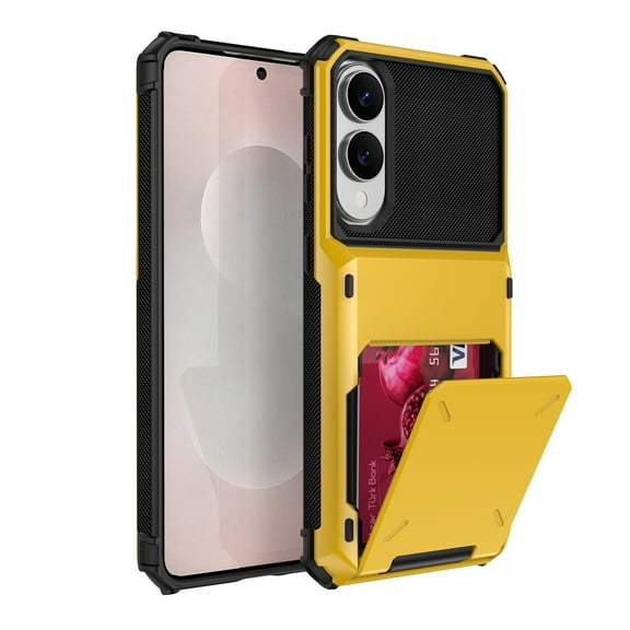 Decase Flip Wallet Case for Samsung Galaxy S25 Edge Case with 5 Card Credit Card Holder Slot,Shockproof Cover Hybrid Heavy Duty Protection Armor Phone Case fits for Samsung Galaxy S25 Edge,Yellow