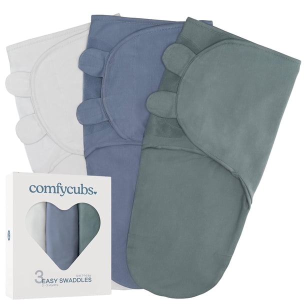 Manta para pañales Comfy Cubs, fácil de ajustar, paquete de 3, de 0 a 3 meses