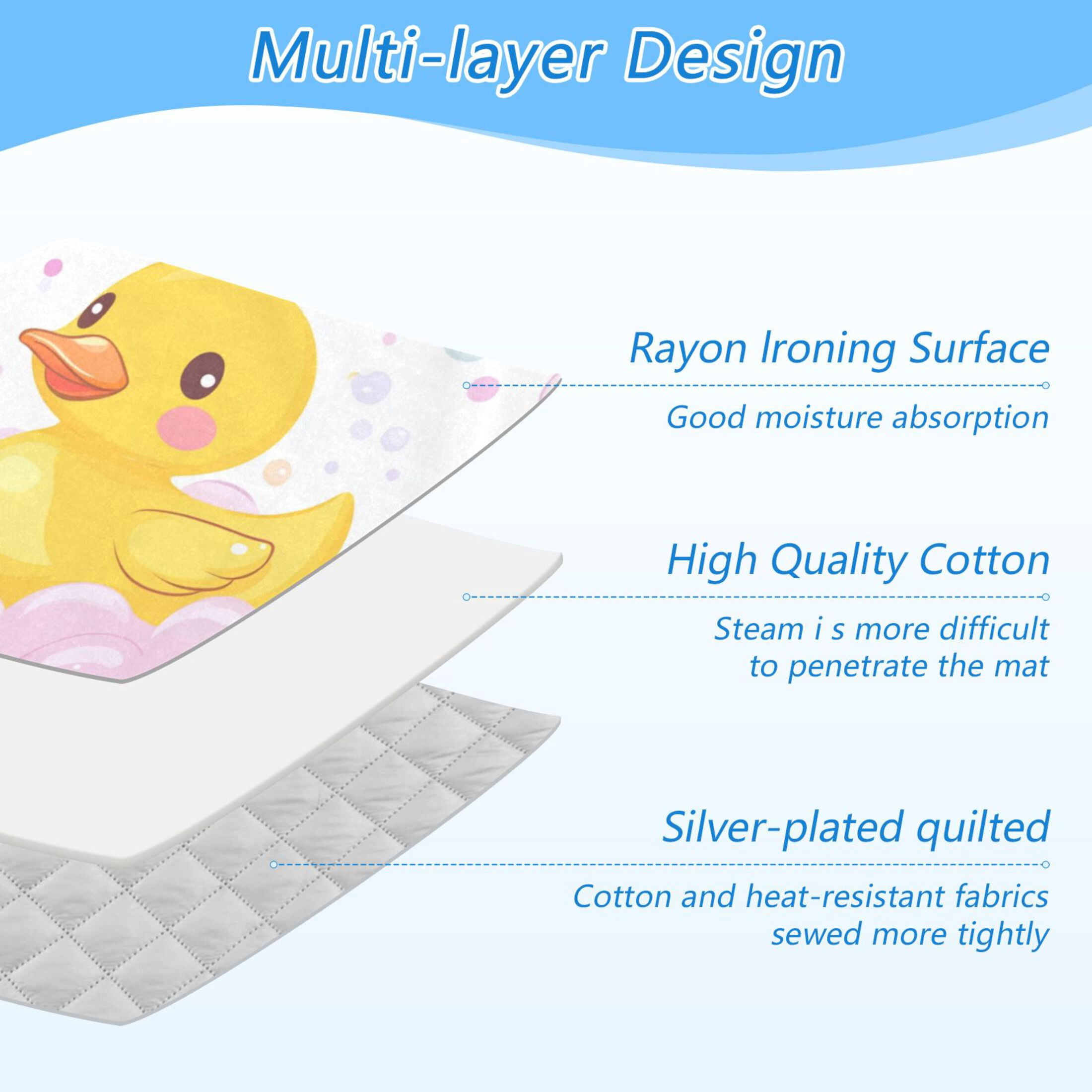 Cute Duck Dreamy Bubble Bath Ironing Mat Blanket Portable Travel Ironing Pad Heat Resistant Pad 47.2" x 27.6”