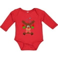 thumbnail image 3 of Inktastic Cute Christmas Reindeer with Red Nose, Ornaments and Bow Tie Boys or Girls Long Sleeve Baby Bodysuit, 3 of 5