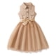 thumbnail image 5 of Vestido Fluido Estilo Corto Vestido de Arco sin Mangas de Malla de Solapa de Color Sólido para Niños con Bolsillos de Carga Y Cinturón de Satén, Vestido Cómodo Casual para Adultos Y Niños, 5 of 7