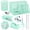 Green, variant on Green Desk Organizers And Accessories  Teal Office Supplies Set Mesh Organizer Stapler Tape Dispenser 1000 Staples Staple Remover Pen Holder Clips Ruler