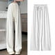 thumbnail image 4 of Pantalones de pierna ancha para mujer, pantalones sueltos con cordón de cintura alta, informales, de fibra de poliéster, para desplazamientos en verano, color blanco M, 4 of 8
