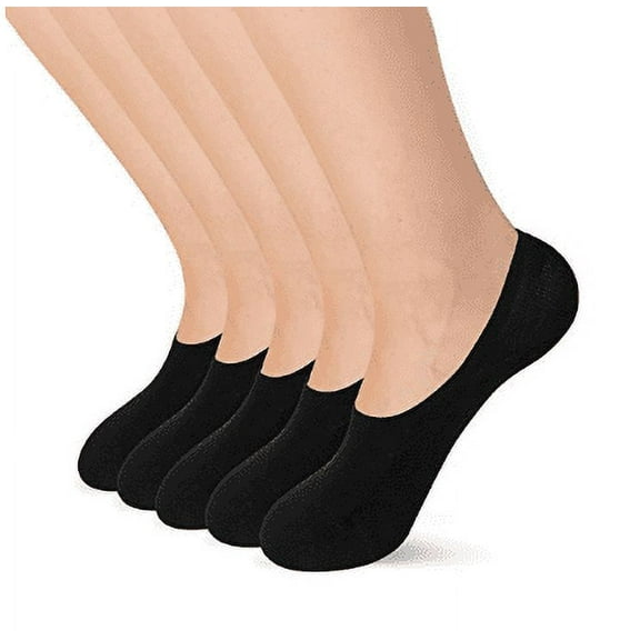 SERISIMPLE Women Bamboo Sock Casual with Silicone 5 Pair (Black, Large)