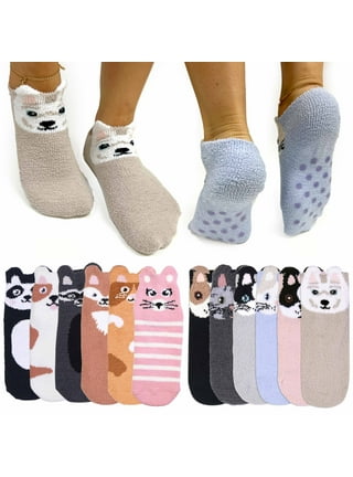 Ladies Fur or Knitted Animal Design Slipper Socks with Grip – Dynergy