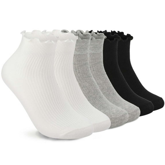 6 Pairs Womens Ruffle Socks Cute Ankle Socks Super Soft Breathable Cool Frilly Socks For Mary Jane Shoes
