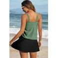 thumbnail image 2 of Versatile Swimwear Set: Mist Green Solid Color Tankini and Attached Panty Skort | [ZhiHiMeRi] | (US 8-10)M, 2 of 12