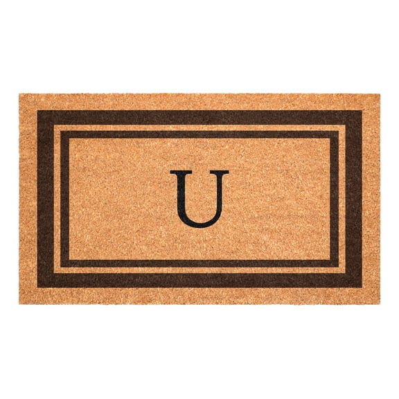 Brown Border Monogram Doormat (Letter U)