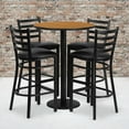 thumbnail image 3 of 30'' Round Natural Laminate Table Set with Round Base and 4 Ladder Back Metal Barstools - Black Vinyl Seat, 3 of 3