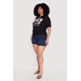 thumbnail image 3 of Women's Plus Size Distressed London Graphic Knot Front Tee, 3 of 4