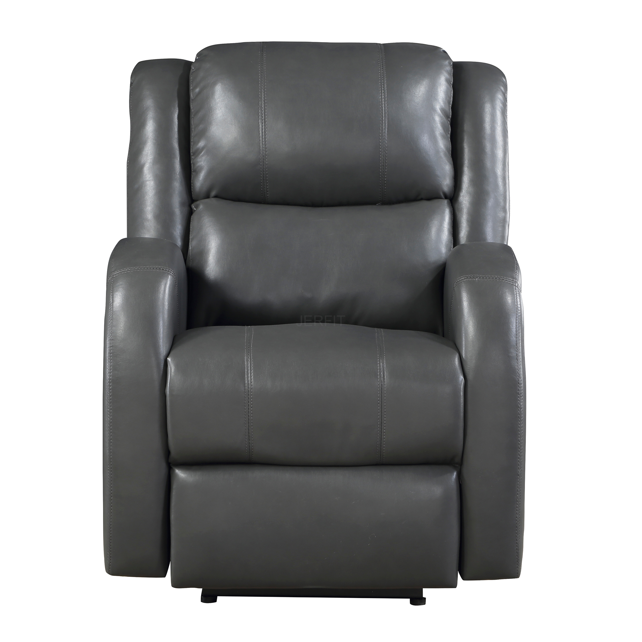 JERFIT Modern Power Recliner Chair with Push-Button Control, Plush Gray Faux Leather Reclining Chair for Living Room, Ergonomic Single Recliner Sofa Chair