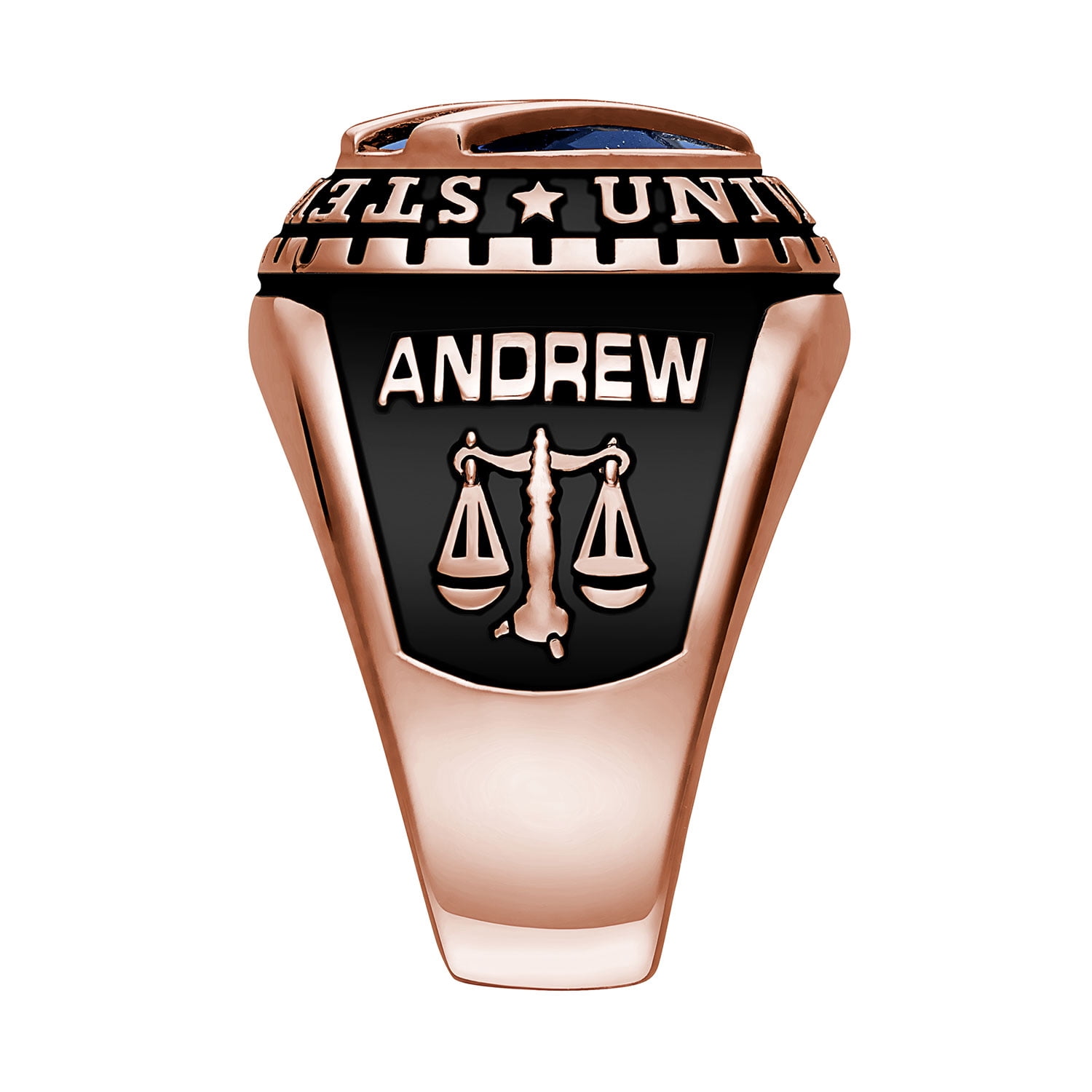 Order Now for 2025 Graduation, Freestyle Men's Silver Birthstone with Diagonal Bridge Class Ring Sterling Silver, Personalized, High School or College Graduation