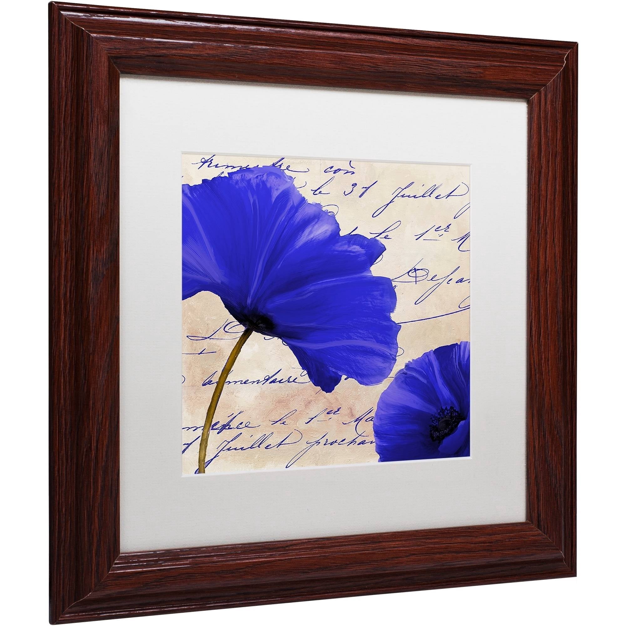 Trademark Fine Art "Coquelicots Bleues II" Canvas Art by Color Bakery White Matte, Wood Frame