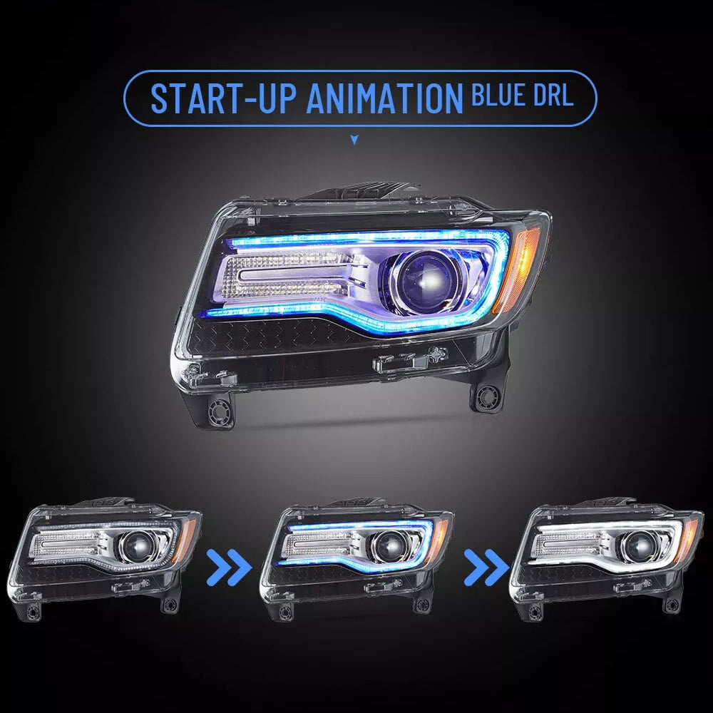 VLAND LED Dual Beam Headlights for 2011 2012 2013 Jeep Grand Cherokee (WK2)