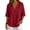Wine Red, variant on LIZUOJUN Women's Mid sleeve T-shirt Casual Button Down Washed Cotton LinenMiddle Length Sleeve Tops Casual Button Round Neck Loose Summer Top T Shirt,Beige L