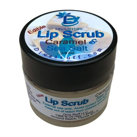 Diva Stuff Ultra Hydrating Lip Scrub for Soft Lips, Gentle Exfoliation, Moisturizer & Conditioner, Caramel & Sea Salt – ¼ oz (Made in the USA)