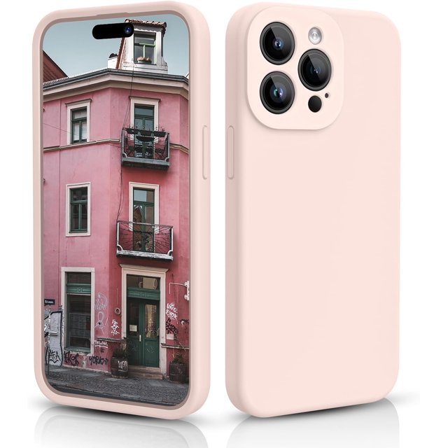 UTAH-Slim-Fit for iPhone 15 Pro Case,Skin Soft Liquid Silicone,Sturdy Hard Frame Shockproof Cover with Anti-Scratch Microfiber Lining,Full Protection for Screen and Camera Lens,6.1 inch(Chalk Pink)