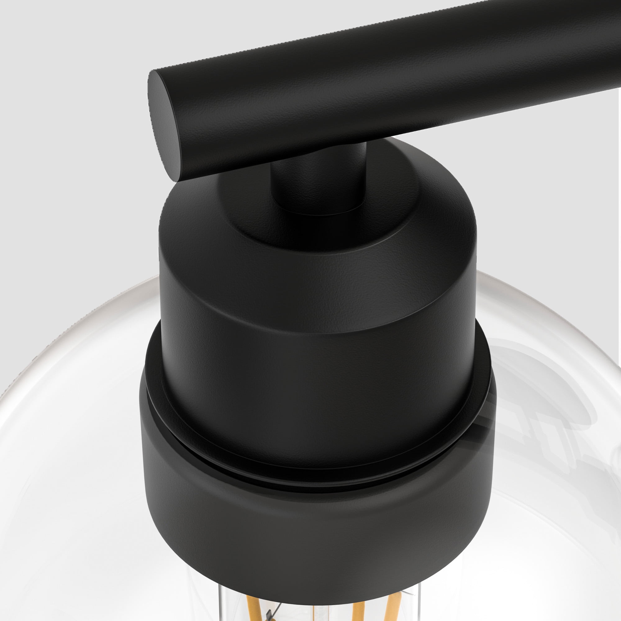 YANSUN 17.7 in 3-Light Bathroom Vanity Light Fixtures Over Mirror, Black Bathroom Light Fixtures with Clear Globe Glass Shades, for Bathroom, Powder Room, Vanity Table